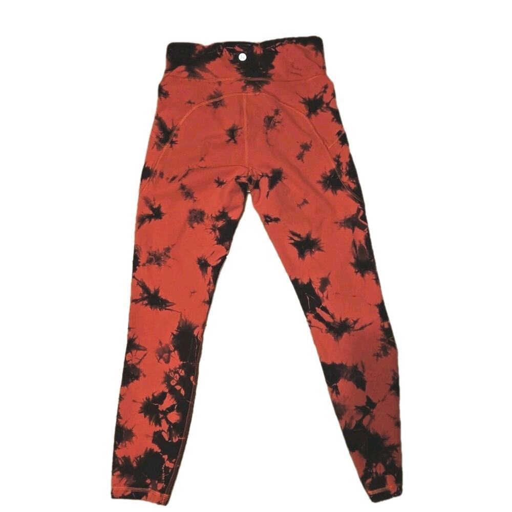 Lululemon Wunder Train High Rise Tight 25” Size 6 Tie Dye Carnation Red Black - Picture 3 of 9